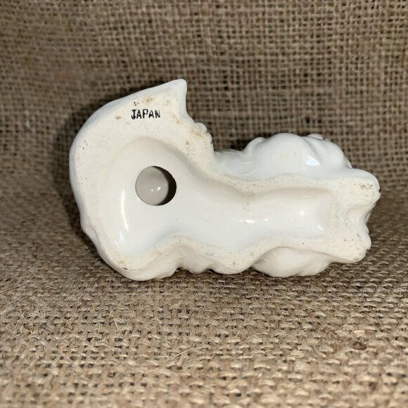 Vintage White Porcelain Cat Smiling Green Eyes Japan - Picture 8 of 10